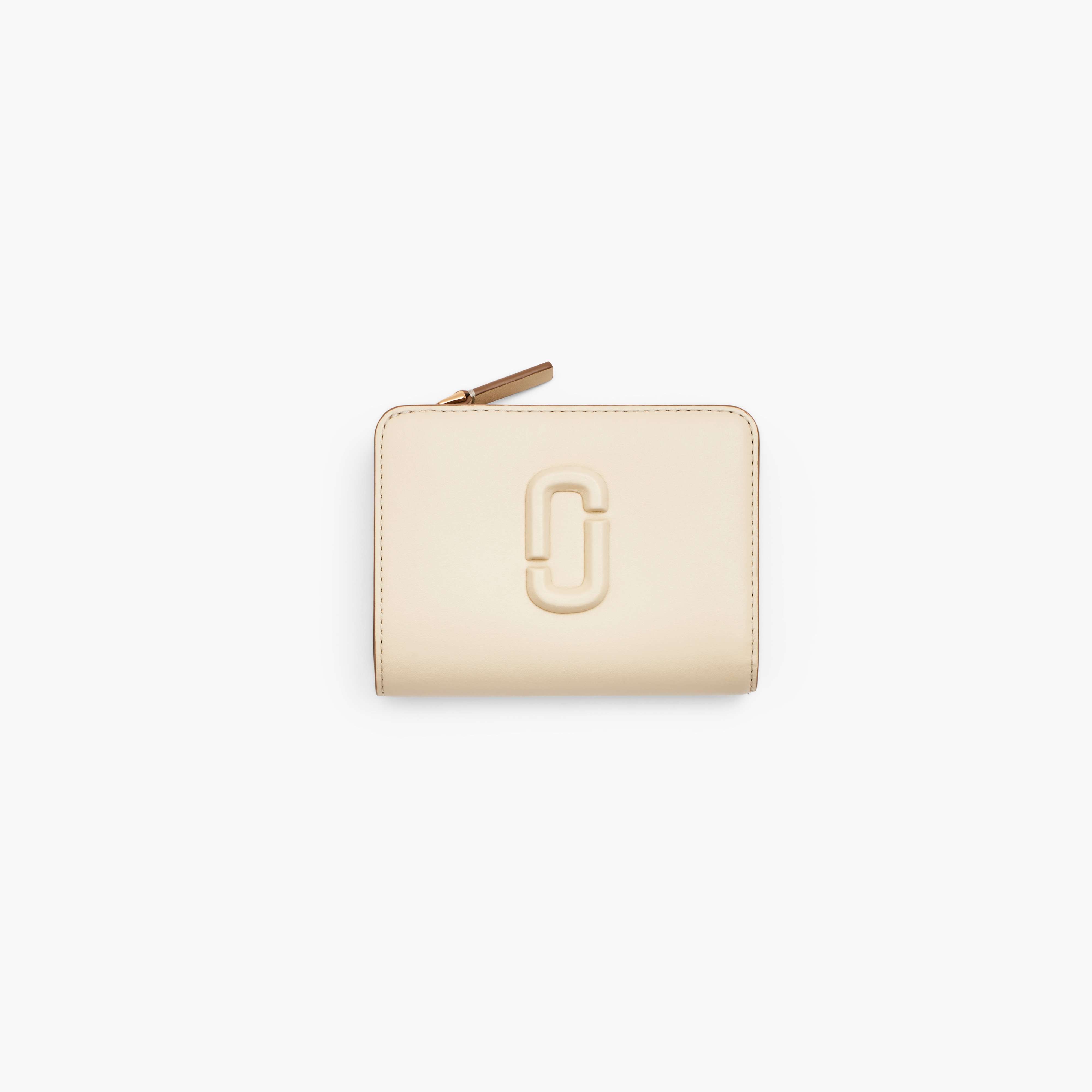 The Leather J Marc Mini Compact Wallet in Cloud White